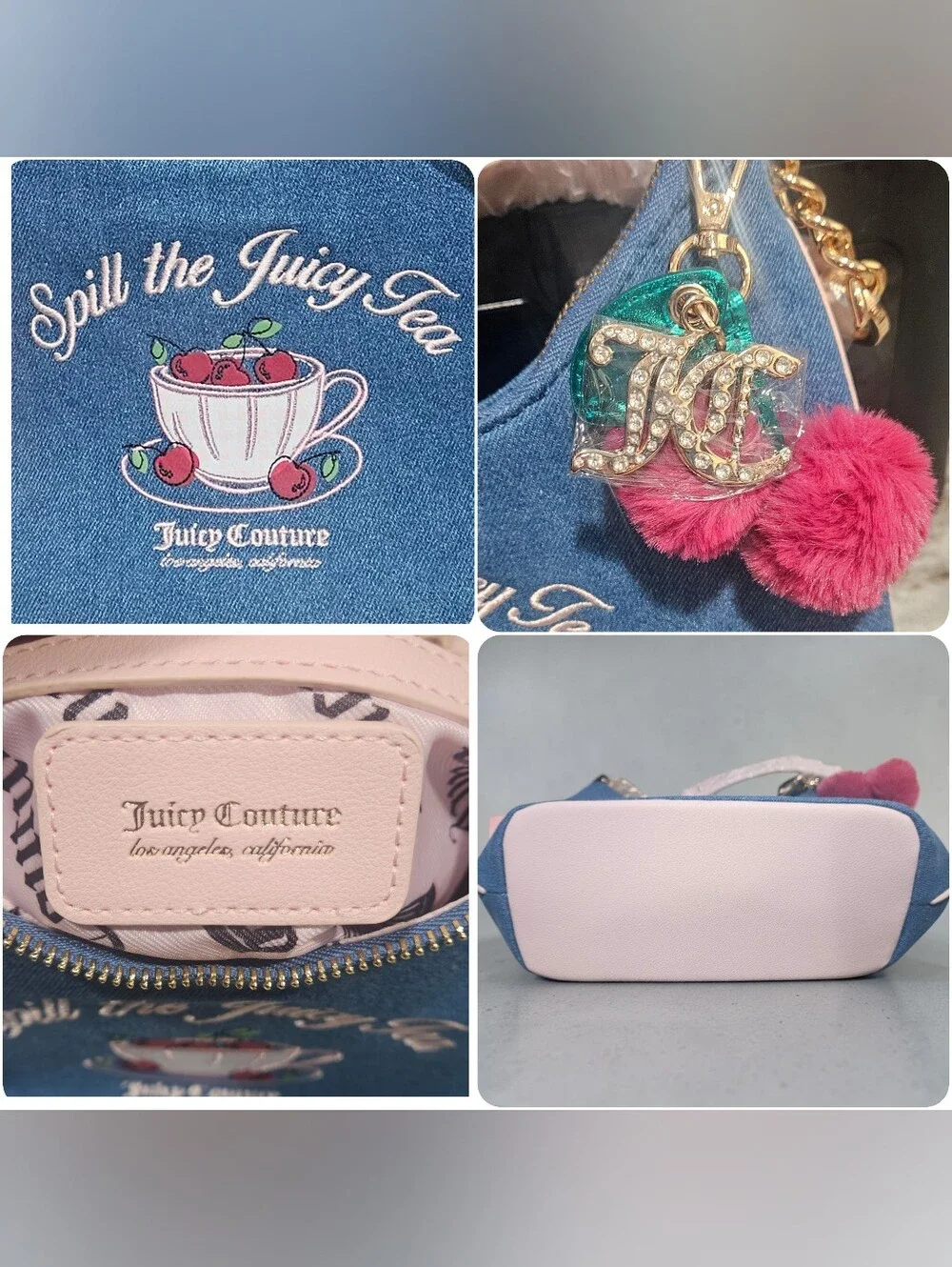 Juicy Couture Sweet Tea Party Denim Hobo Bag 